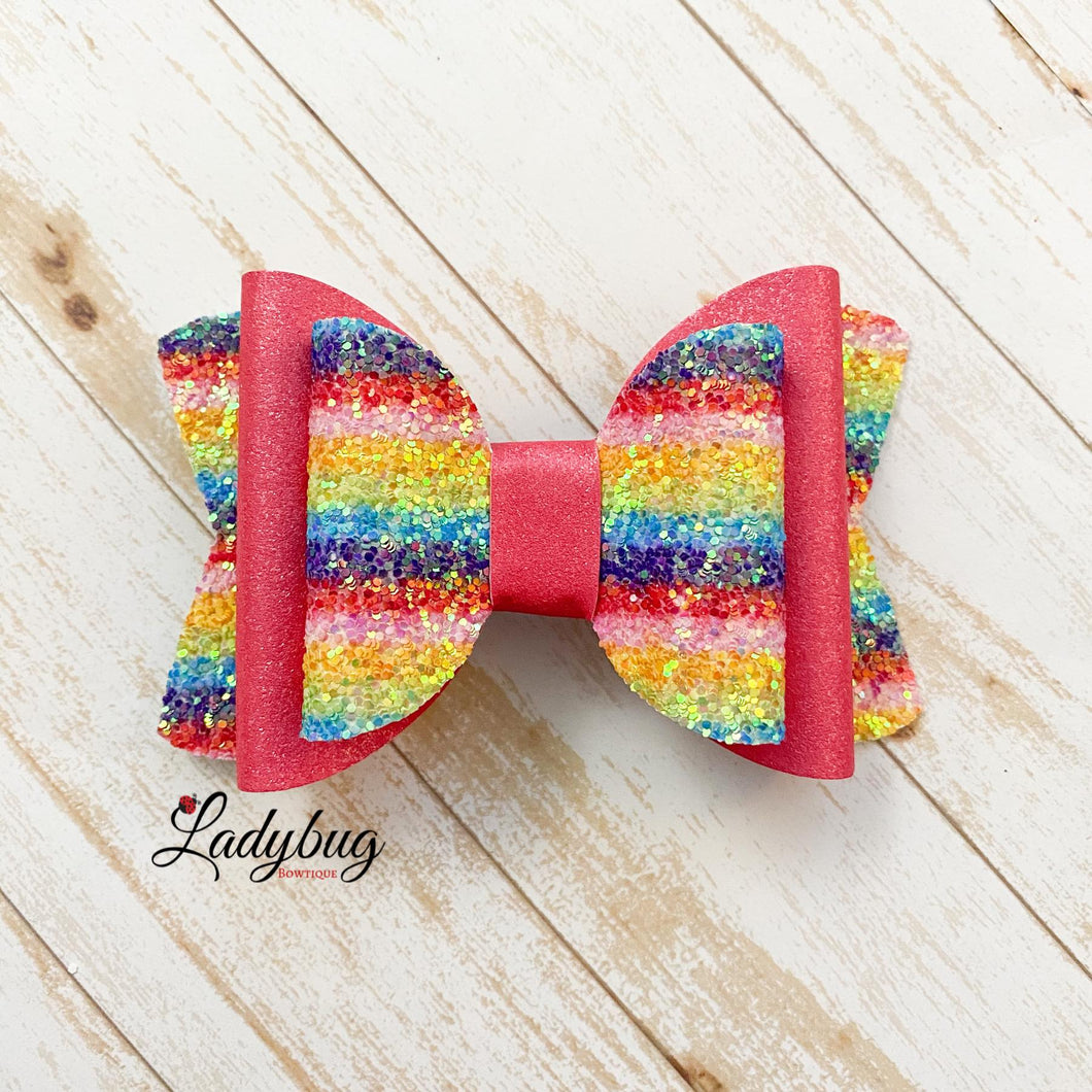 4-inch striped sparkle & red bow