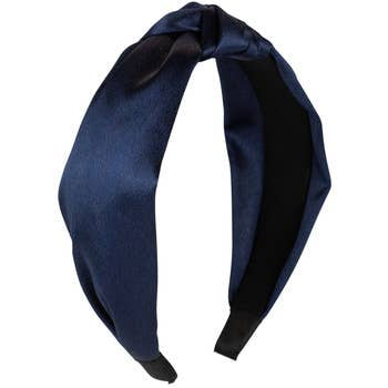 Navy Satin Knot Headband