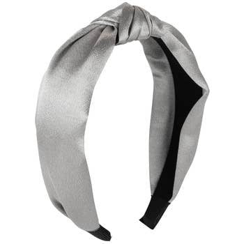 Silver Satin Knot Headband